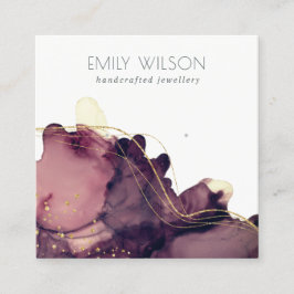 Abstrakt Alcohol Bläck Guld Maroon Earring Visning Fyrkantigt Visitkort