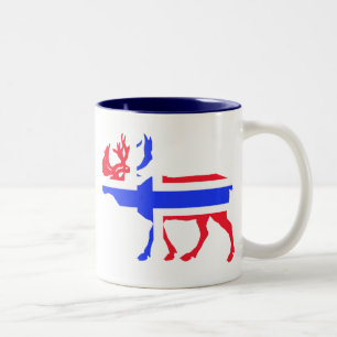 Abstrakt Älg Siluett Mugg med Norska Flaggan Co