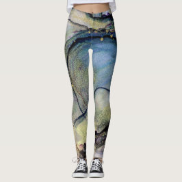 Abstrakt Alkohol Bläck Shimmery Multicolor Leging Leggings
