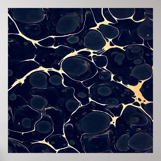 Abstrakt Alkohol Bläck Stil Art i Mörk blått II Poster (Framsidan)