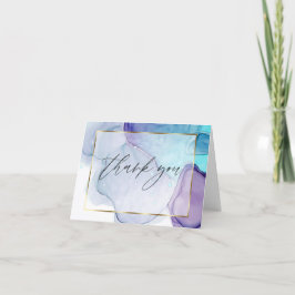Abstrakt alkoholbläck Aqua Lila Tacksamhetskort Tack Kort