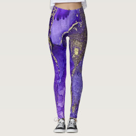 Abstrakt alkoholbläckskonst Rika lila nyanser med Leggings