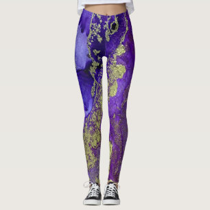 Abstrakt alkoholbläckskonst rikliga lila nyanser m leggings