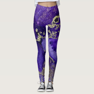 Abstrakt alkoholbläckskonst rikliga lila nyanser m leggings