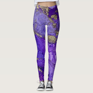 Abstrakt alkoholbläckskonst rikliga lila nyanser m leggings