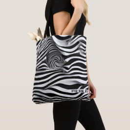 Abstrakt All Black & White rand, Skoulder Tote Tygkasse