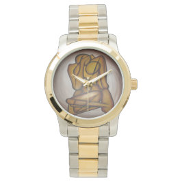 Abstrakt Älskare Contemporary Art i Ochre och Brow Armbandsur