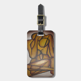 Abstrakt Älskare Contemporary Art i Ochre och Brow Bagagebricka