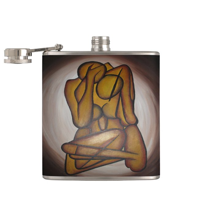 Abstrakt Älskare Contemporary Art i Ochre och Brow Fickplunta (Öppnad)