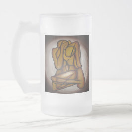 Abstrakt Älskare Contemporary Art i Ochre och Brow Frostat Ölglas