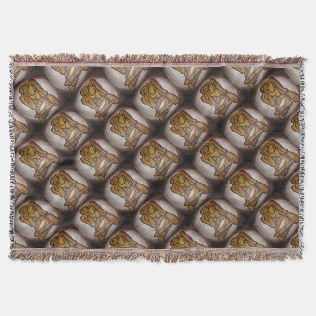 Abstrakt Älskare Contemporary Art i Ochre och Brow Mysfilt (Framsidan)