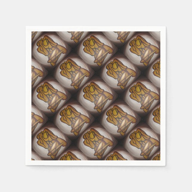 Abstrakt Älskare Contemporary Art i Ochre och Brow Pappersservett (Framsidan)