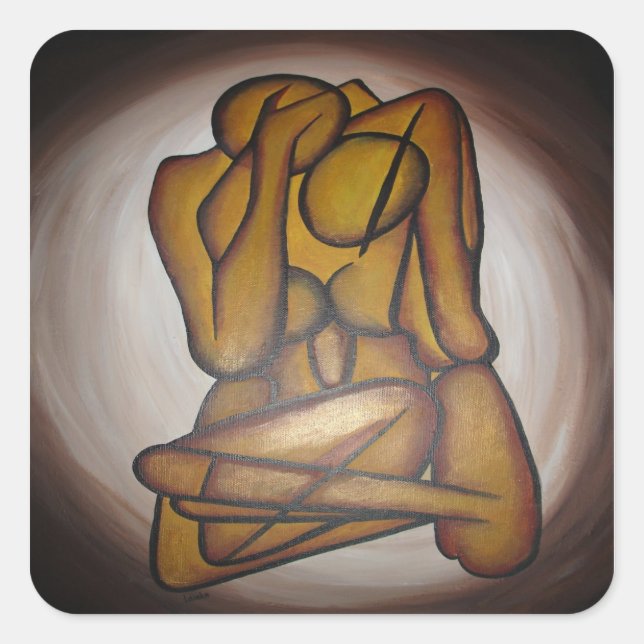 Abstrakt Älskare Fyrkantigt Klistermärke (Framsida)