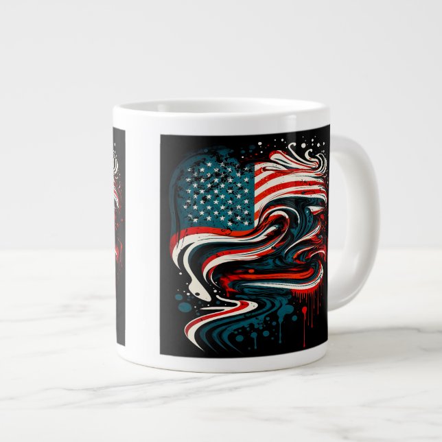 Abstrakt American Flagga Jumbo Mugg (Framsida höger)