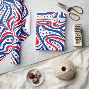 Abstrakt American Flagga Patriotic Mönster Presentpapper