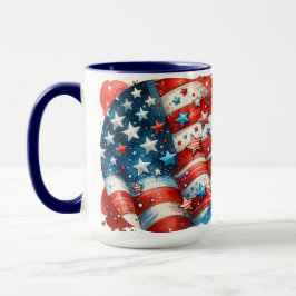 Abstrakt American Flagga Red, White and Blue Mugg