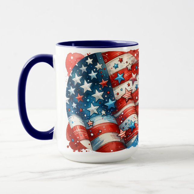 Abstrakt American Flagga Red, White and Blue Mugg (Vänster)