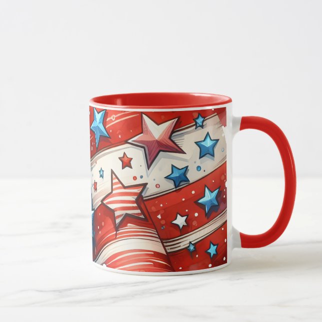 Abstrakt American Flagga Red, White and Blue Mugg (Höger)
