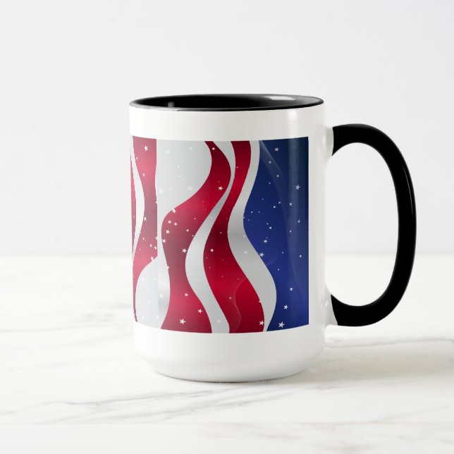 Abstrakt American Flagga Red White & Blue Mugg (Höger)