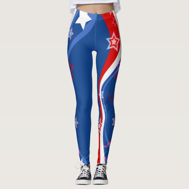Abstrakt American flagga Stars och stripes Leggings (Framsida)