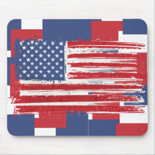 Abstrakt American Flaggor på Red White och Blue Musmatta
