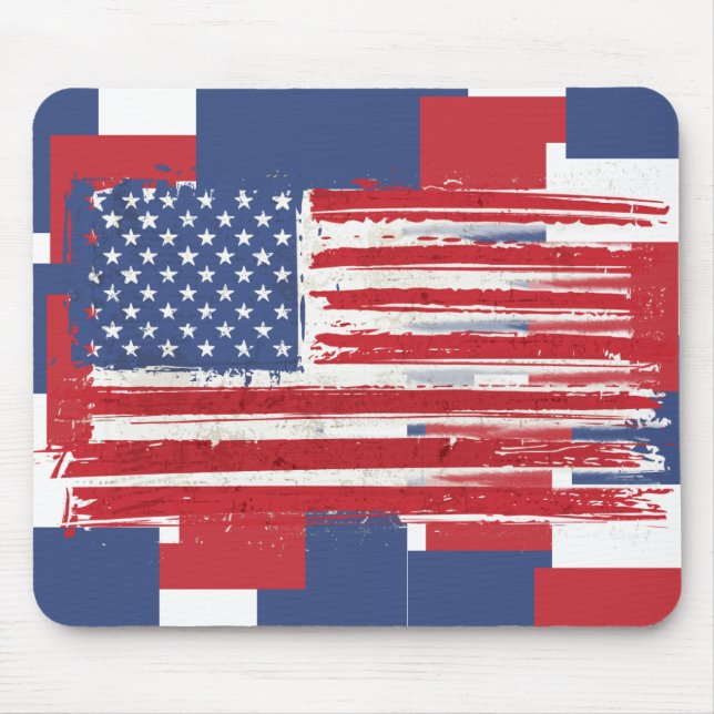 Abstrakt American Flaggor på Red White och Blue Musmatta (Framsidan)