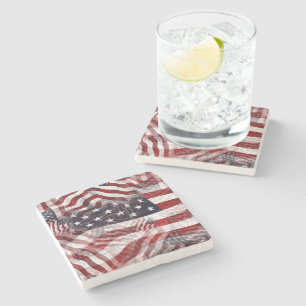 Abstrakt American Rött vitt blått Flagga Motif Stenunderlägg