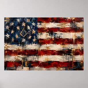 Abstrakt amerikansk flagg Masonic symbol väggkonst