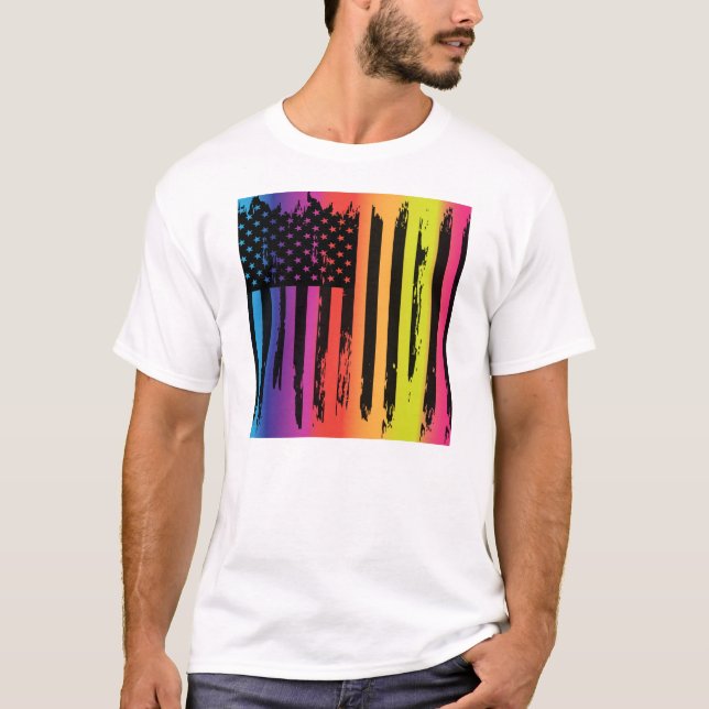 Abstrakt amerikanska flaggan t shirt (Framsida)
