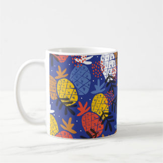 Abstrakt Ananas Löv Vintage Mönster Kaffemugg