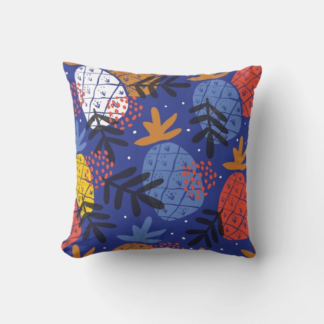 Abstrakt Ananas Löv Vintage Mönster Kudde (Framsida)