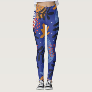 Abstrakt Ananas Löv Vintage Mönster Leggings