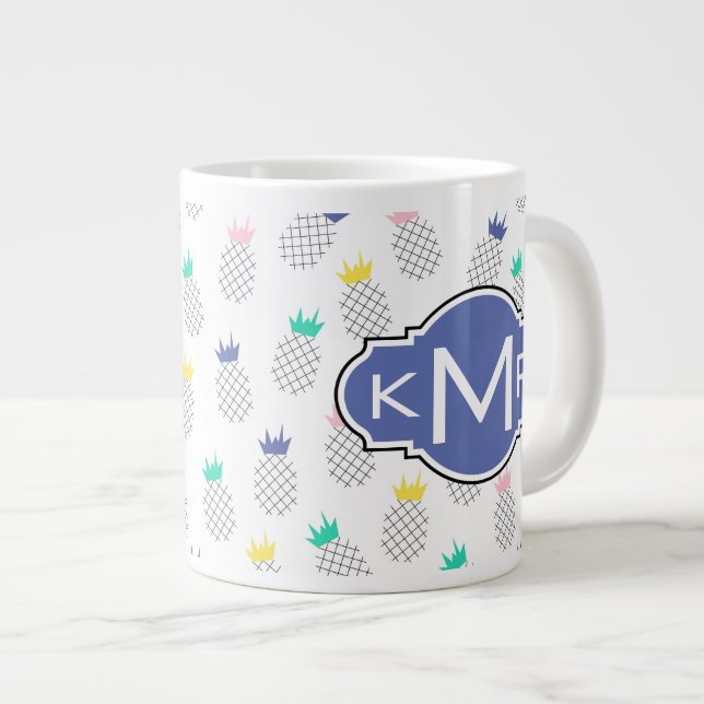 Abstrakt Ananas| Monogram Jumbo Mugg (Framsida höger)