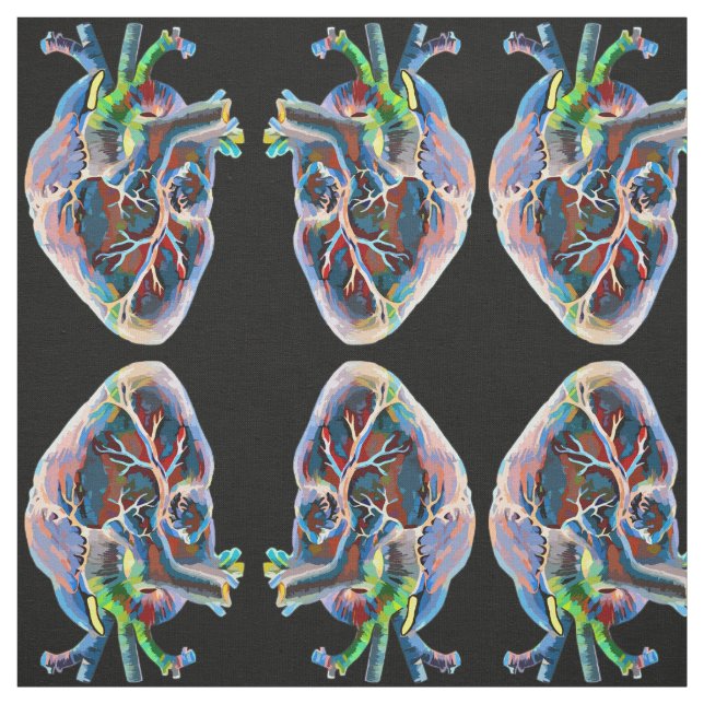 Abstrakt Anatomi Human Heart Originalkonst Tyg (Provkarta)