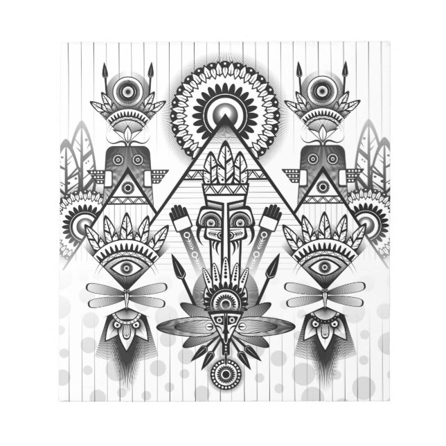Abstrakt Ancious Native Indian Tribal Anteckningsblock (Framsida)