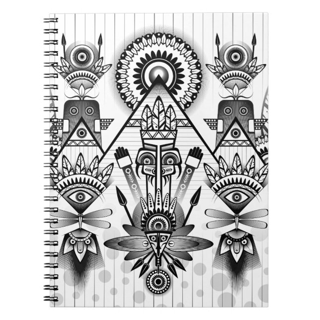 Abstrakt Ancious Native Indian Tribal Anteckningsbok Med Spiral (Framsidan)