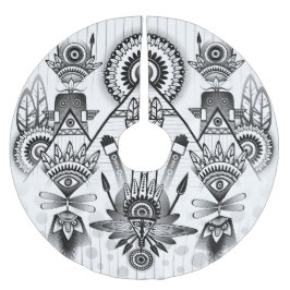 Abstrakt Ancious Native Indian Tribal Julgransmatta Borstad Polyester