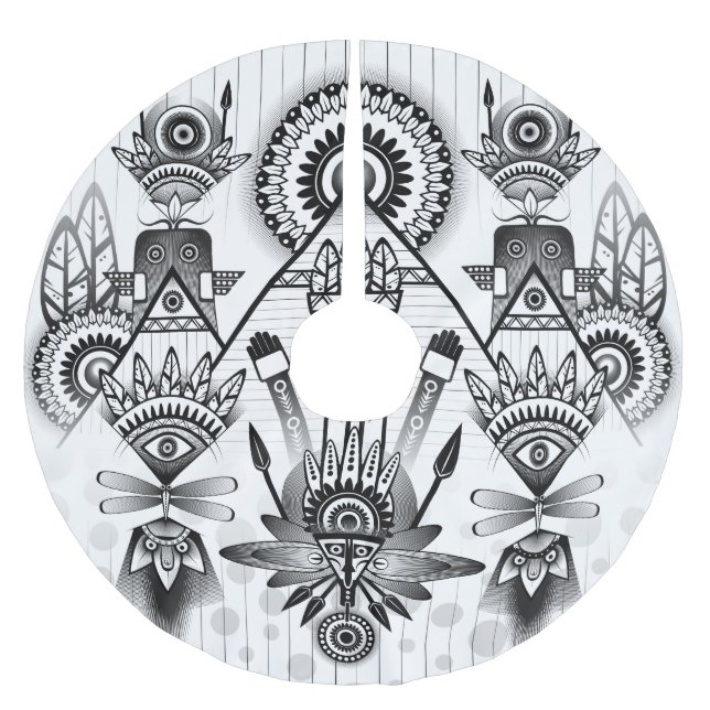 Abstrakt Ancious Native Indian Tribal Julgransmatta Borstad Polyester (Framsidan)