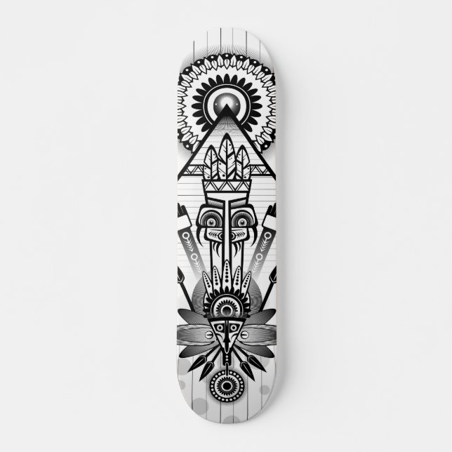 Abstrakt Ancious Native Indian Tribal Mini Skateboard Bräda 18,7 Cm (Framsida)
