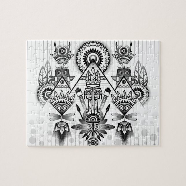 Abstrakt Ancious Native Indian Tribal Pussel (Horisontell)
