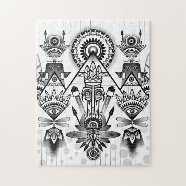 Abstrakt Ancious Native Indian Tribal Pussel (Vertikal)