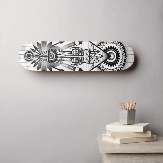 Abstrakt Ancious Native Indian Tribal Skateboard Bräda 20 Cm (Väggkonst (Horz))
