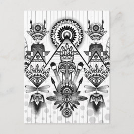 Abstrakt Ancious Native Indian Tribal Vykort