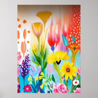 Abstrakt äng med vilda blommor poster