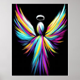 Abstrakt ängel i en regnbåge av färger poster