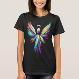 Abstrakt ängel på en svart t-shirt för kvinnor ell