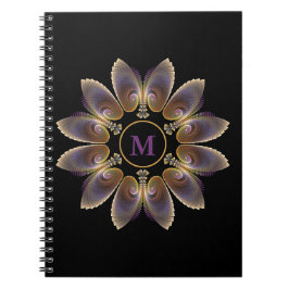 Abstrakt Angel Vingar Mandala Fractal Monogram Anteckningsbok