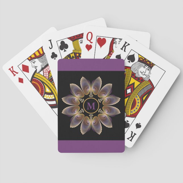 Abstrakt Angel Vingar Mandala Fractal Monogram Casinokort (Baksidan)