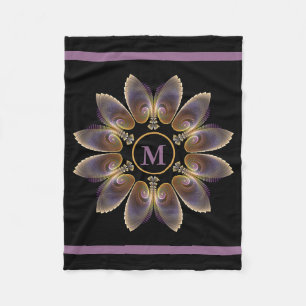 Abstrakt Angel Vingar Mandala Fractal Monogram Fleecefilt