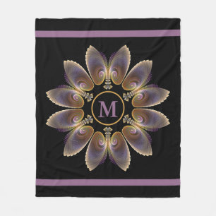 Abstrakt Angel Vingar Mandala Fractal Monogram Fleecefilt